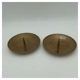 Pair of Brass Candle Holder Plates