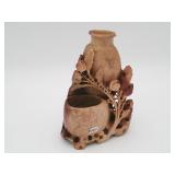 Amazing Hand Carved Soapstone Double Vase*