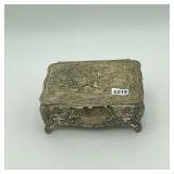 Vtg Metal Trinket Box 5' Lined Japan *