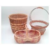 Lot of 3 Various Nice Baskets One is Metal