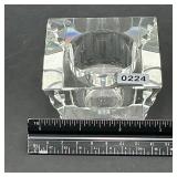 Vtg Oleg Cassini Signed Crystal Tea Light