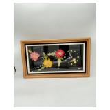 Vtg 3D Shadow Box Wall Clock Flowers