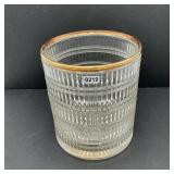 Pressed Glass 6.5' Ice Bucket Gold Trim