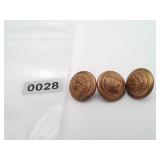 Lot of 3 Small Civil War Era Brass Buttons Scovill