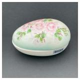 Vtg Hand Painted Porcelain Trinket Easter Egg