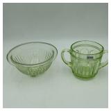 2 Green Uranium Glass Bowls Anchor Hocking