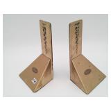 2 Vtg Lederle Labs Brass Bookends Medical Caduceus