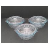 3 Fire-King PHILBE Sapphire Blue Casserole Bowls