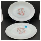 2 Fire King FLEURETTE Milk Glass 12' Platters