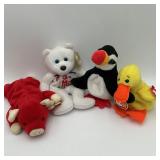 4 Ty Beanie Babies PIG, Penguin, Duck