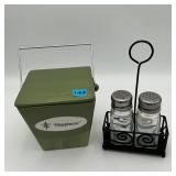 Green Porcelain Box and Salt & Pepper Set