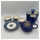 Glass Cleanup Lot Small Tea Pot Cups Saucers Vase
