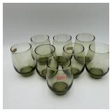 Set of 8 Green Libbey Glassware Water Glasses