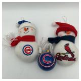 2 Cubs and 1 Cardinal Christmas Ornaments