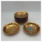 10 Trinket Bowls 22K Gold Encrusted Porcelain