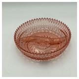 Vtg Pink Peach Glass Split Candy Dish