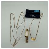 Gold Tone Pulsar Ladies Watch and 2 Necklaces