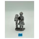 Michael Ricker Pewter Figurine Girl By Mailbox