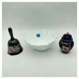 3 Various Ceramic Items, Bell, Ginger Bowl