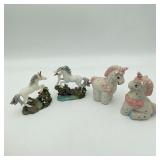2 Pairs of Porcelain Unicorns