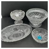 4 various Clear Glass Anchor Bowls Pretty