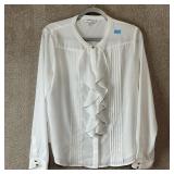 Calvin Klein Pleated Ruffle Front Blouse XL