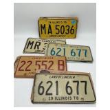 5 Pair of Older Illinois License Plates