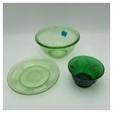 3 Green Bowls 2 are Uranium Glass