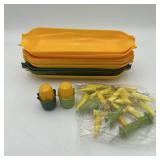 Plastic Corn on the Cob Trays, Holders Salt & Pep