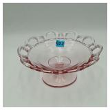 Light Pink Depression Glass Pedestal Bowl 8'
