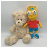 Bart Simpson and Tan Teddy Bear Stuffed Plush
