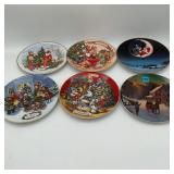 6 Nice Christmas Collector Plates From 80's & 90's