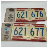 2 Pair of 1976 Illinois License Plates Sequential
