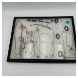 Display Case w/ Various Pieces of Costume Jewelry