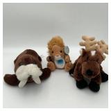 3 Plush Walrus Sea World, Coke Lion, Ganz Deer