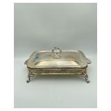 Footed Silver Chafing Dish w/ Marinex Glass Dish*