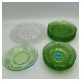 Variety of Green Uranium Plates and Bowls 1 Clear