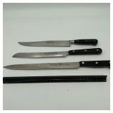 3 Nice LONG Kitchen Knives SABATIER, HENCKELS LOOK