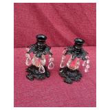 Vintage Candlestick Holders (1 prism missing)