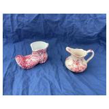 Transfer-ware Shoe & Creamer