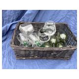 Basket with Bar-ware Glasses