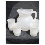 VINTAGE KOOL AID PLASTIC PITCHER & 4 MATCHING CUPS