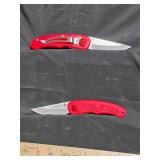 2 Red Defender Lock Blade with Plastic Handle