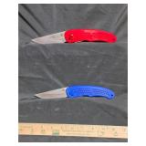 1 Red,1 Blue Defender Lock Blade , Plastic Handle