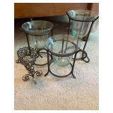 Set of decorative glass candle holders