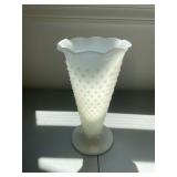 Vintage milk glass hobnail vase