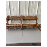 pair of vintage wooden wall shelves