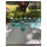 Vintage Blue glass mason jars