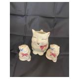 vintage ceramic cat creamer with s&p shakers