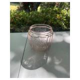 Vintage pink depression glass jar